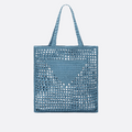 Raffia Bag and Woven Logo In Blue